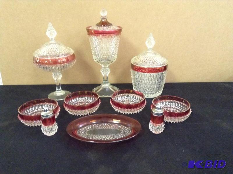 lot 33 image: Collection Vintage Ruby Flash Glassware