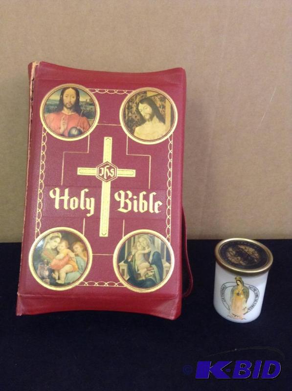 lot 37 image: Holy Bible & Candle