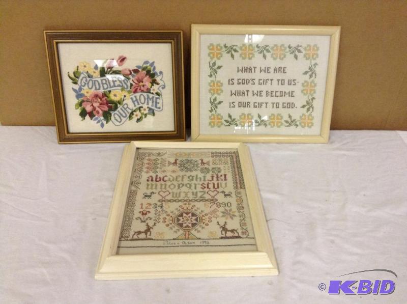 lot 45 image: Vintage Framed Needlepoint Samplers