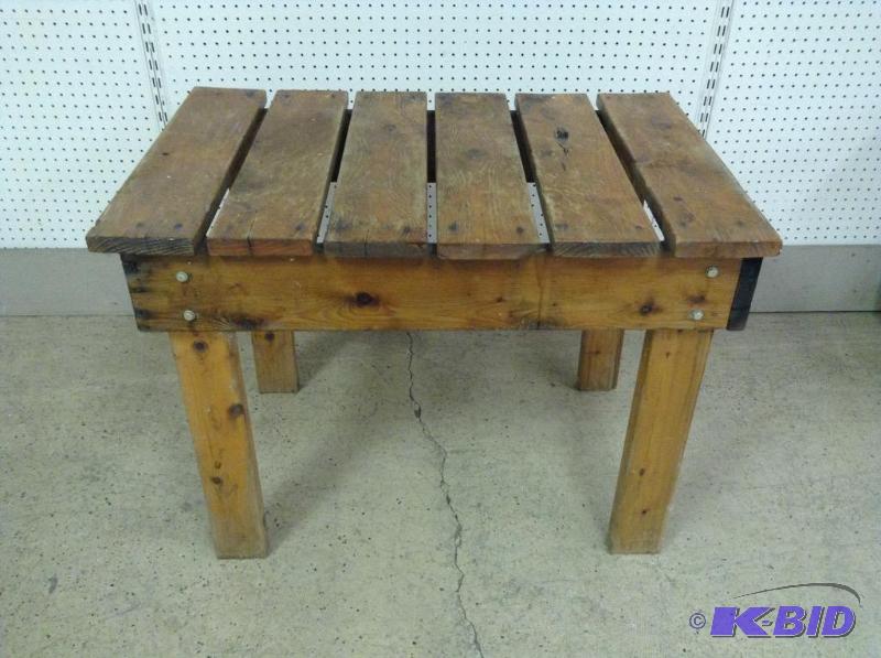 lot 5 image: Handmade Wood Slat Table