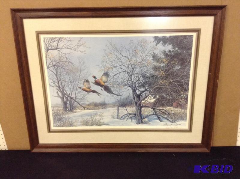 lot 73 image: Framed Artist Proof Pheasant Print by Plasschaert