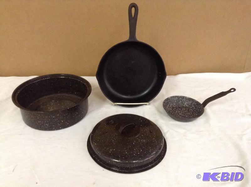 lot 85 image: Cast Iron and Enamel Pans