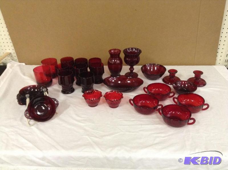 lot 96 image: True Ruby Red Glassware