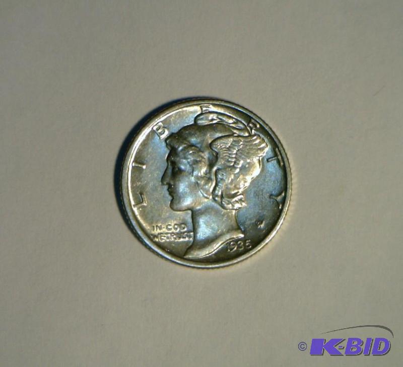 1935-P Mercury Dime Nice Blast White Higher Grade Coin with lots of Luster