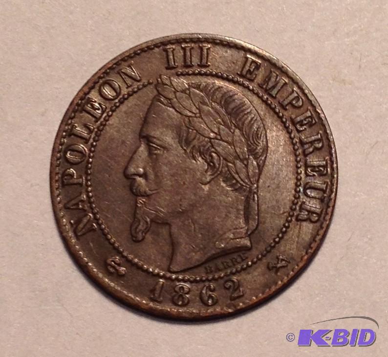 1862 Napoleon Copper from France Tough in Higher Grade this one has lots of Luster & is well struck