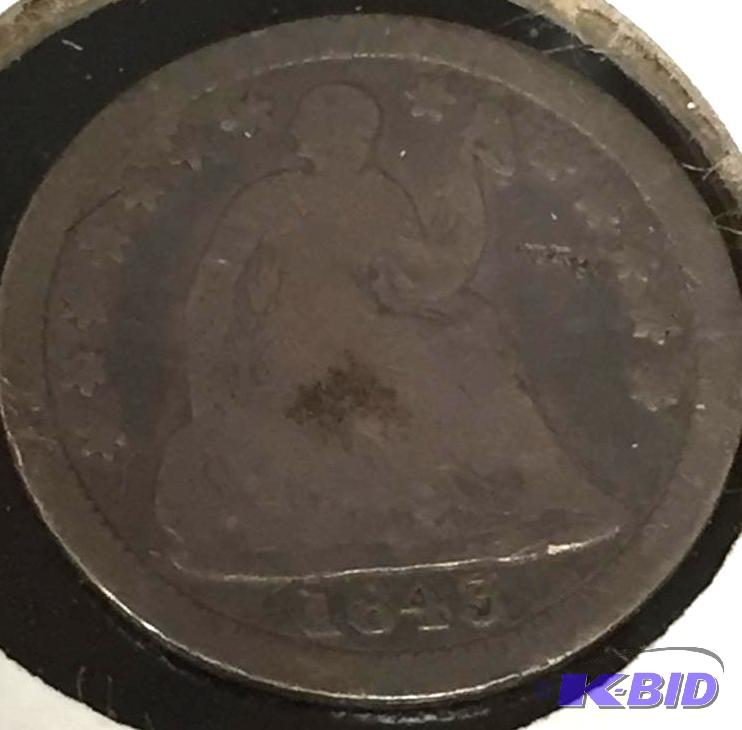 1843 Seated Liberty Half-Dime - Good (G) Grade