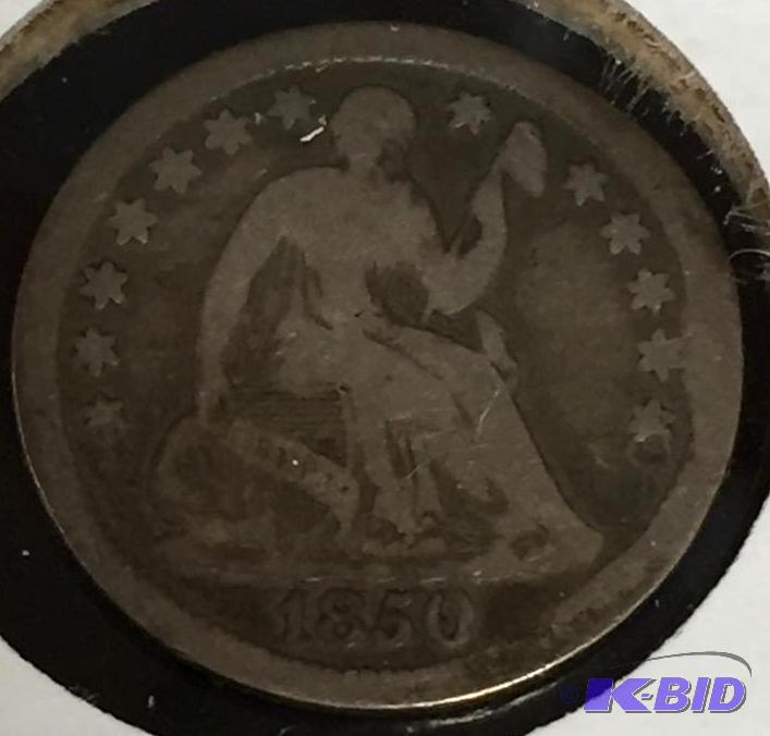 1850 Seated Liberty Half-Dime - Fine (F) Grade
