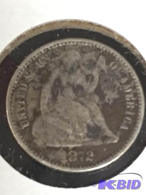 1872 Seated Liberty Half-Dime - Very Good (VG) Grade