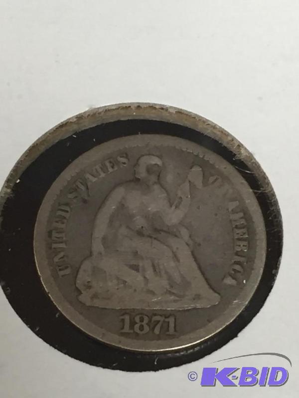 1871 Seated Liberty Half-Dime - Very Good (VG) Grade