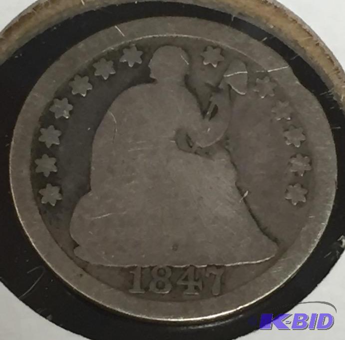 1847 Seated Liberty Half-Dime - Good (G) Grade