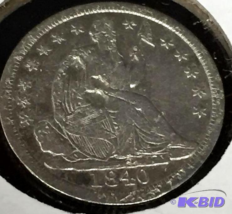 1840  No Drapery - Seated Liberty Half-Dime - Fine (F) Grade