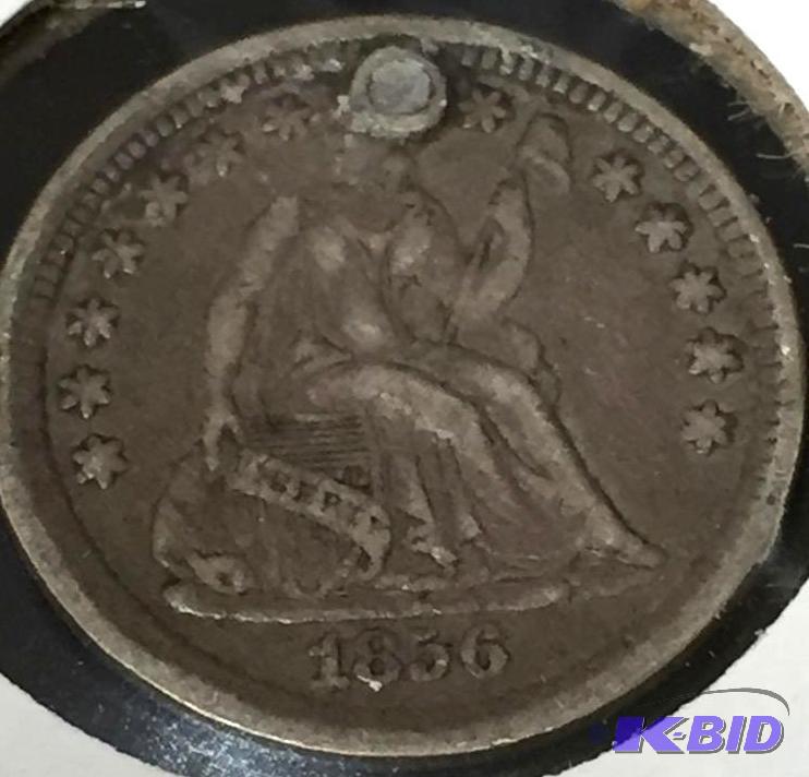 1856 Seated Liberty Half-Dime - (holed) - Fine (F) Grade