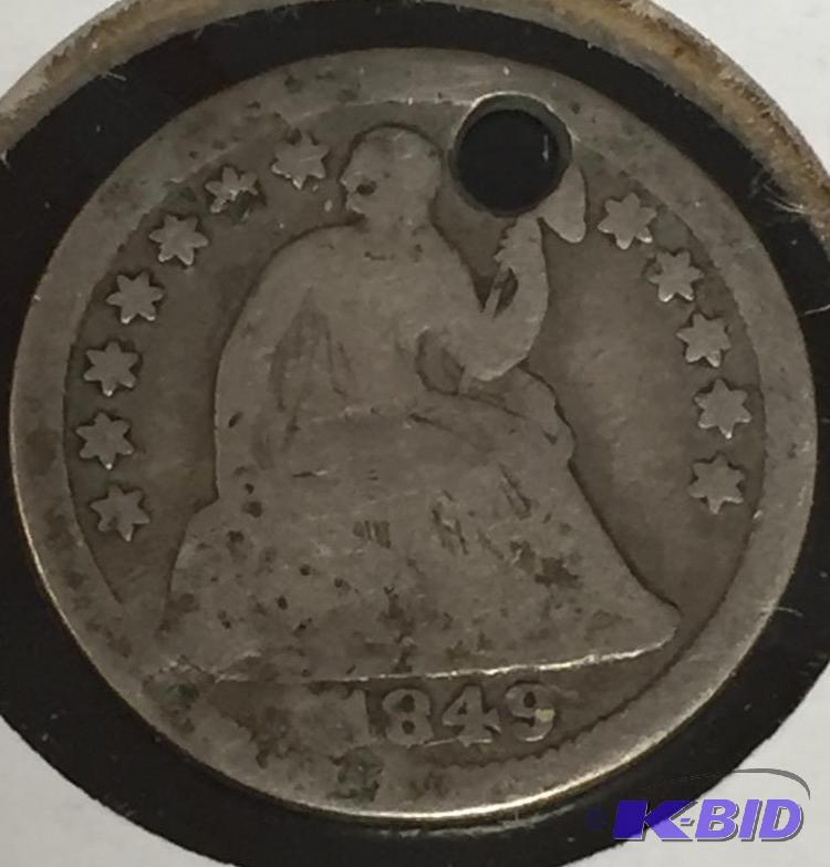 1849-O Seated Liberty Half-Dime - (holed) - Good (G) Grade