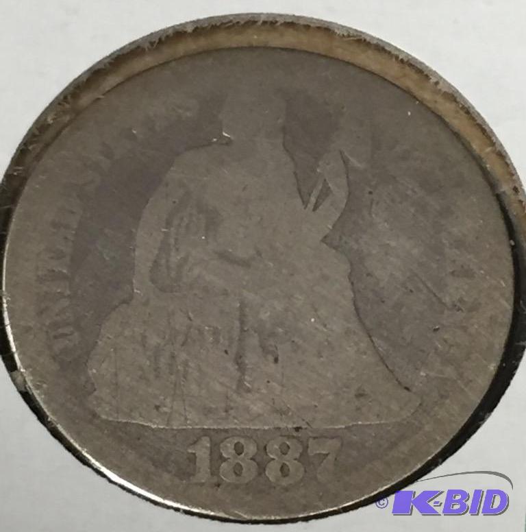 1887 Seated Liberty Dime - Good (G) Grade