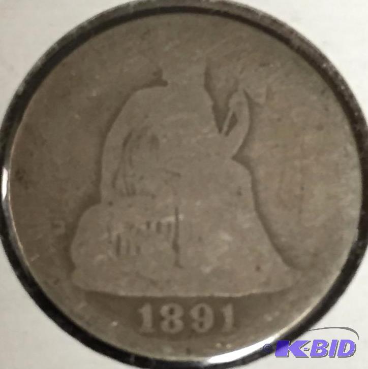 1891 Seated Liberty Dime - Good (G) Grade