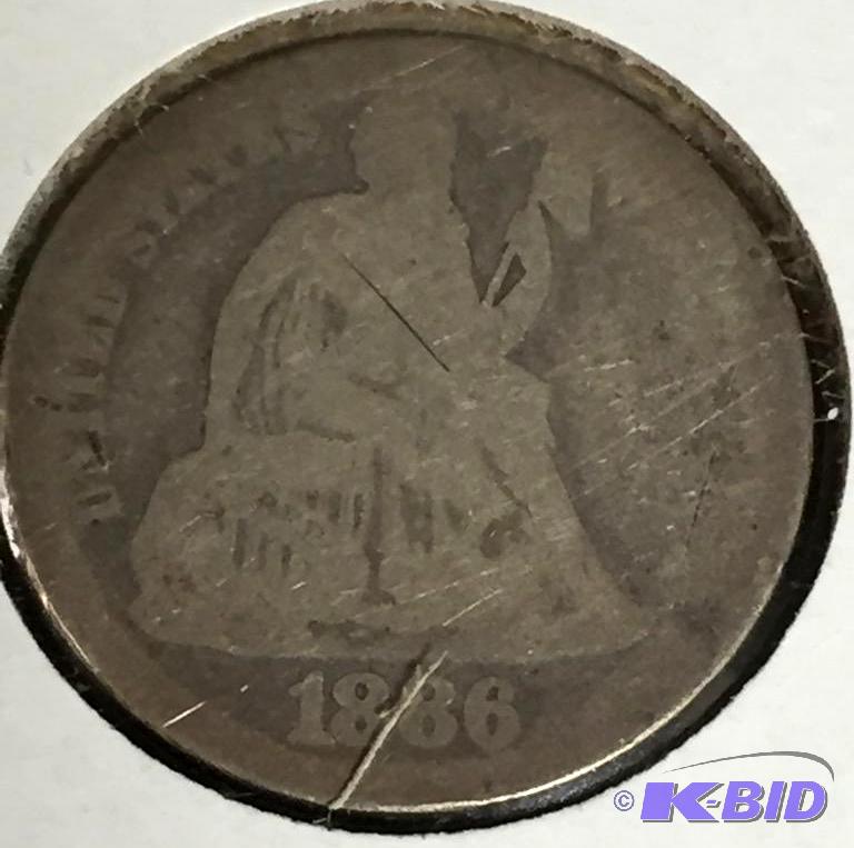 1886 Seated Liberty Dime - Very Good (VG) Grade