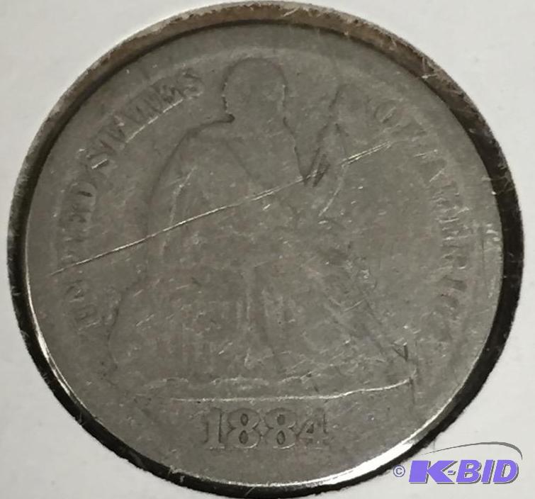 1884 Seated Liberty Dime - Very Good (VG) Grade
