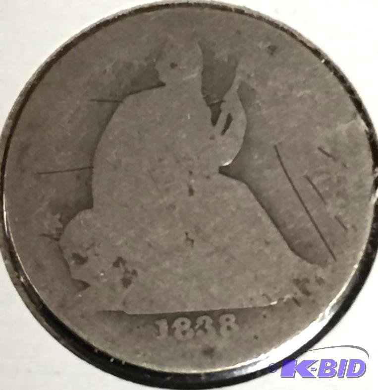 1838 Small Stars  Seated Liberty Dime - Good (G) Grade