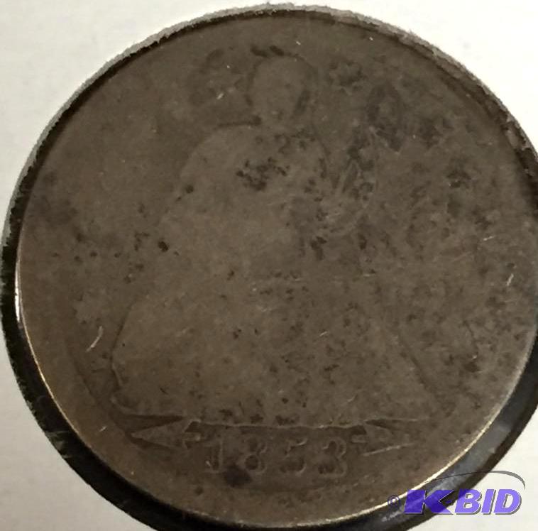 1853 with Arrows Seated Liberty Dime - Good (G) Grade