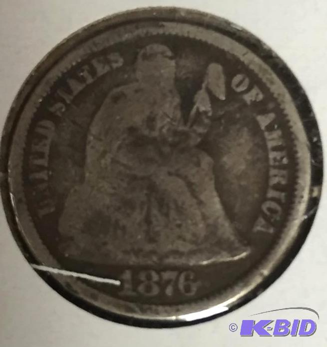 1876-CC Seated Liberty Dime - Very Good (VG) Grade