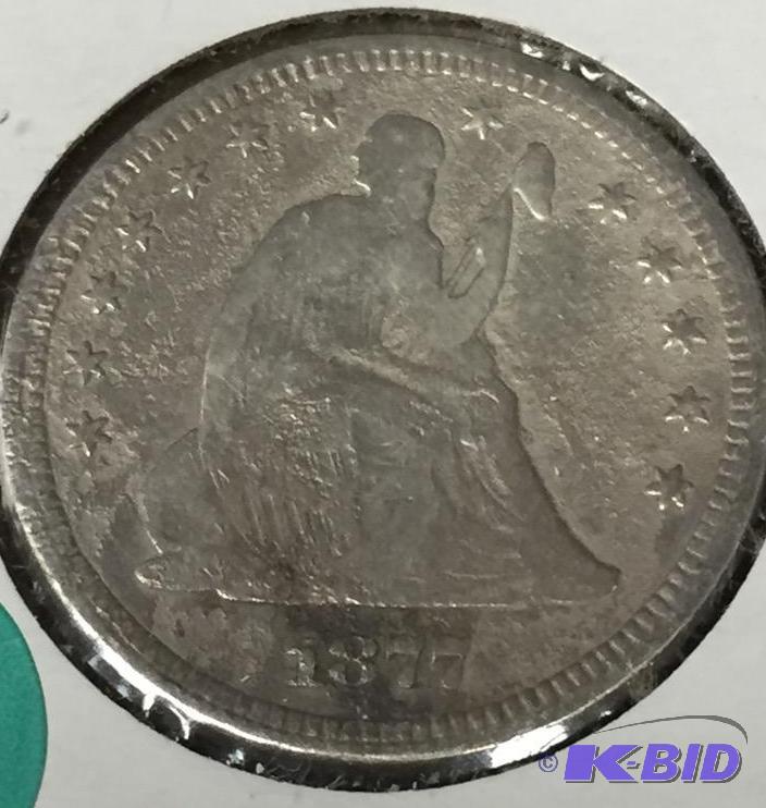 1877 Seated Liberty Quarter - Very Good (VG) Grade