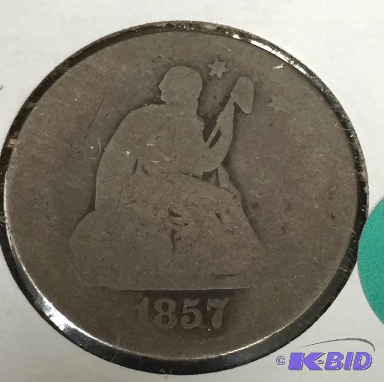 1857 Seated Liberty Quarter - Good (G) Grade