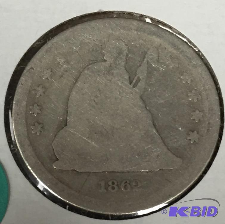 1862 Seated Liberty Quarter - Good (G) Grade