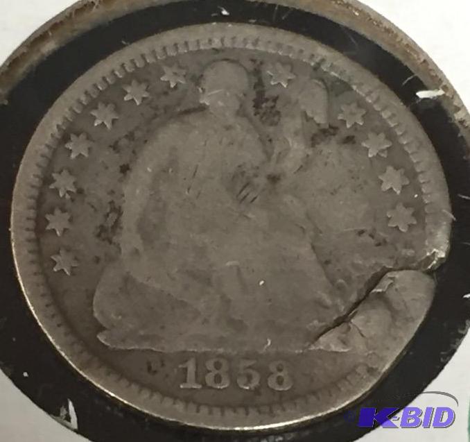 1858-O Seated Liberty Half-Dime - (damaged) - Good (G) Grade