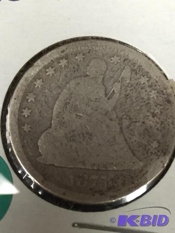1875 Seated Liberty Quarter - Good (G) Grade