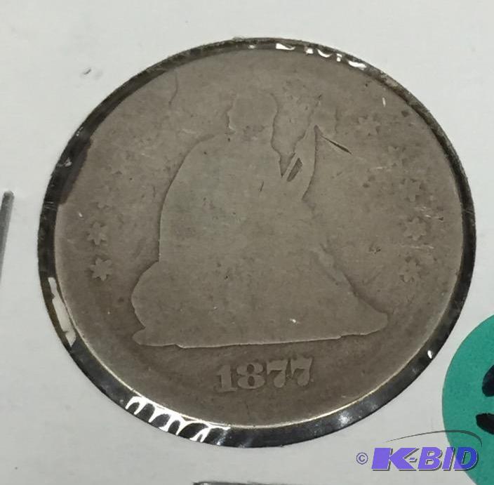 1877-S Seated Liberty Quarter - Good (G) Grade