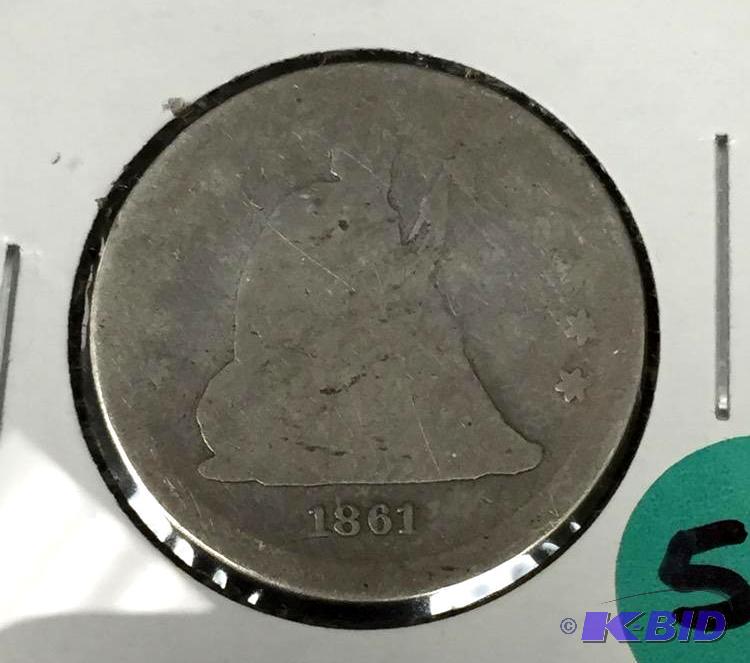 1861 Seated Liberty Quarter - Good (G) Grade
