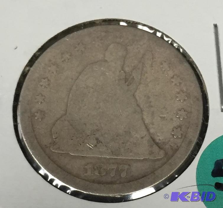 1877 Seated Liberty Quarter - Good (G) Grade