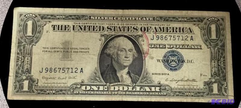 1957 Series A - $1 Silver Certificate - J 98675712 A