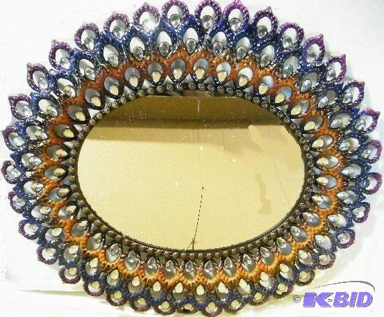 Colorful Bling Mirror - Painted metal with ge...