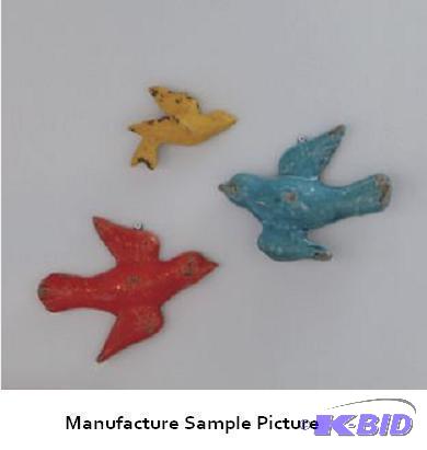 Set of 3 Birds Wall Decor - Glazed ceramic bi...