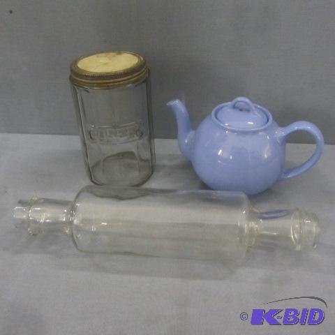 Lipton Teapot, Coffee Jar, Rolling Pin