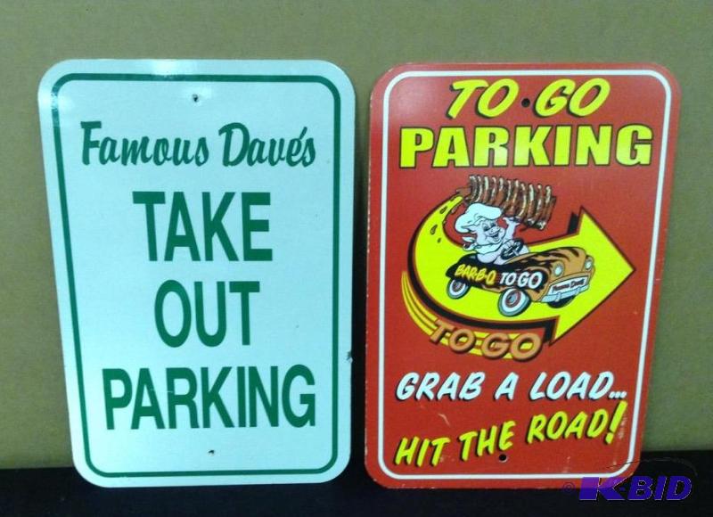 Two Metal Take Out Parking Signs