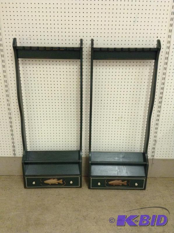 Lot of Two Fishing Rod Racks with Storage