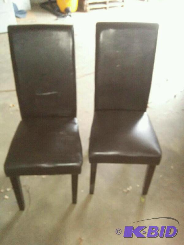 Two Padded Straight Back Chairs