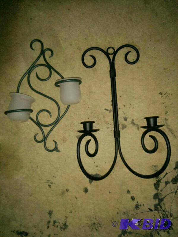 Black Ornamental Metal Candle Holders