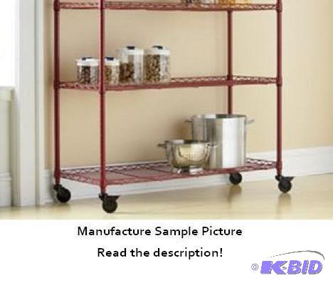 Wide Three Tier Metal Rolling Rack - Red - Wi...