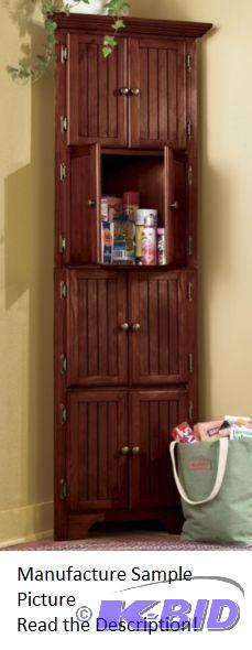 Eight Door Walnut Finish Corner Pantry Cabine...