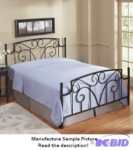 Black Metal Scroll Bed - Queen -&nbspHeadboa...