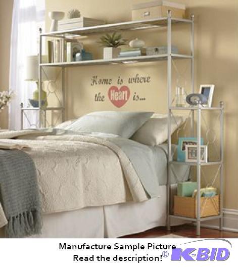 Silver Metal Organizing X O Bed Tower Headboa...