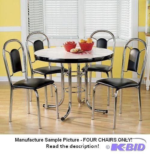 Black Retro Dining Chair Set - Four Chairs On...