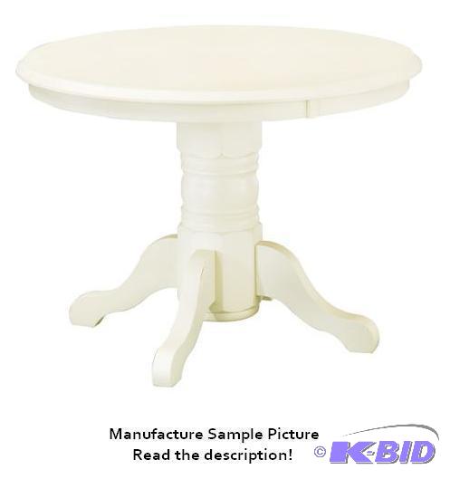 White Farmhouse Round Pedestal Table - You ca...