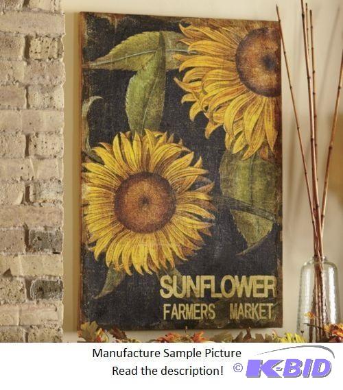 lot 45 image: Sunflower Print on Burlap - &quotSunflower F...
