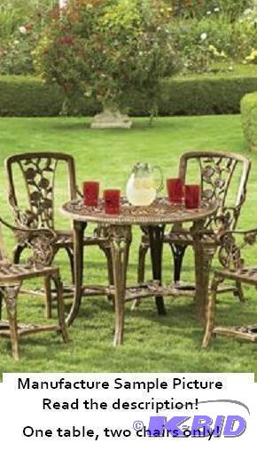 lot 64 image: Three Piece Bronze Bistro Set - One Table and...