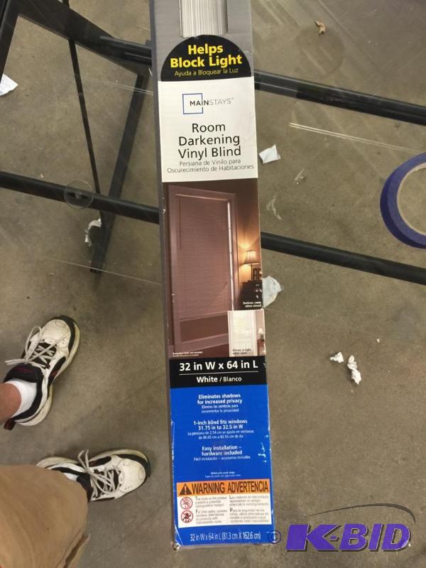Mainstays room darkening vinyl blind white