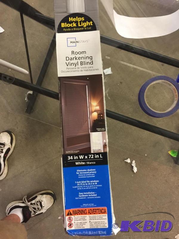 Mainstays room darkening vinyl blind white